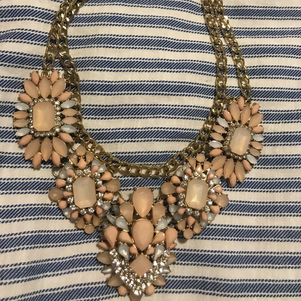 Peach and gold statement necklace